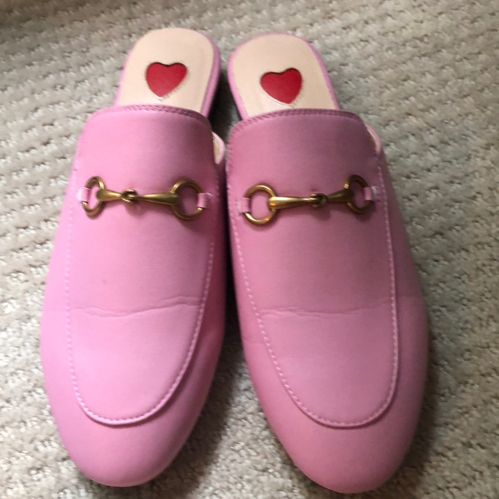 Pink Horsebit Loafer Slides Mule 8.5